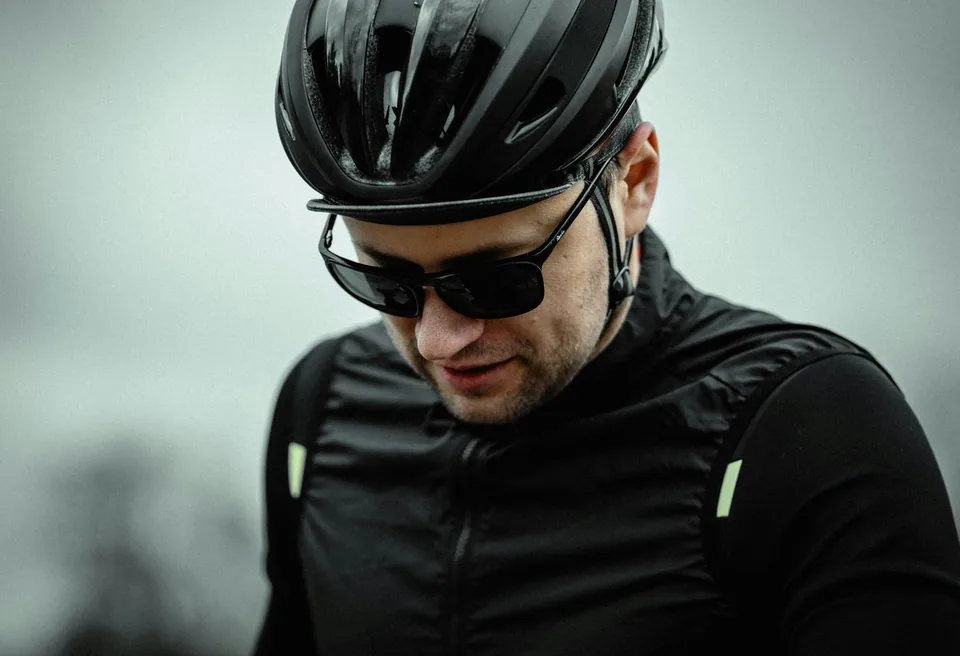 A cyclist out on the road