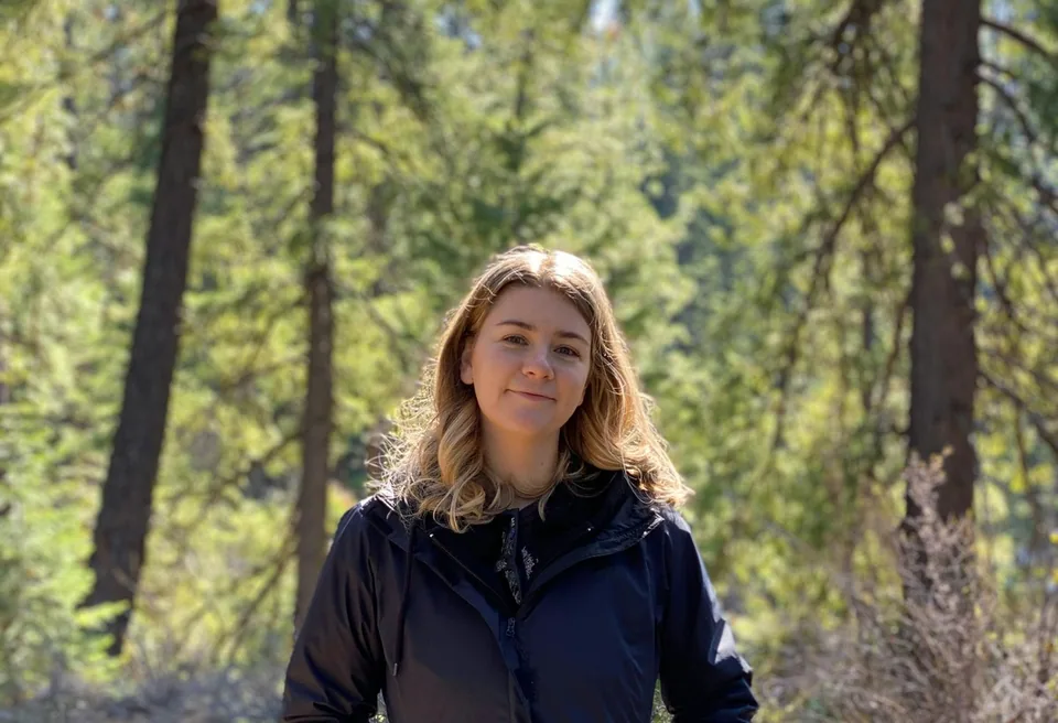 A hiker on a mountain path