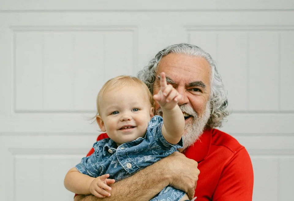 A grandfather with his grandchild